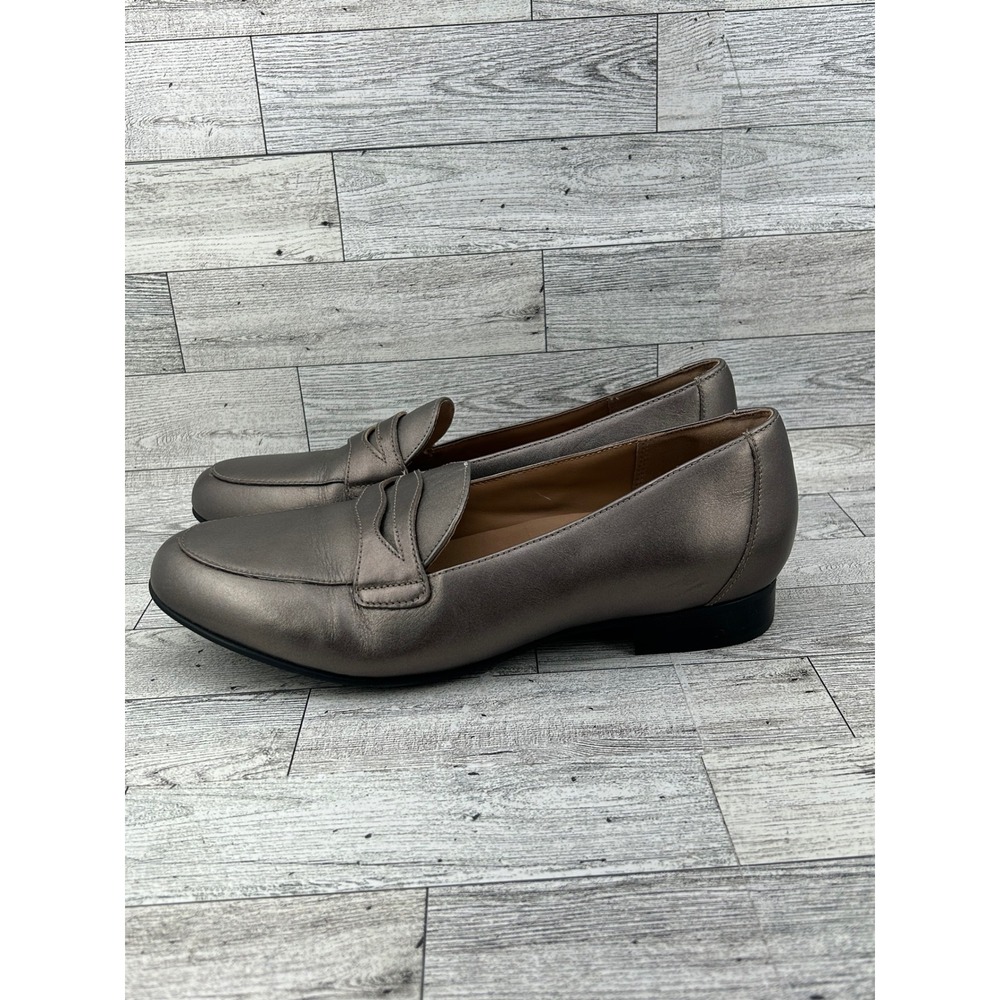Clarks Unstructured Metallic Pewter Loafers Women's Shoes Size 9.5M - Picture 4 of 12